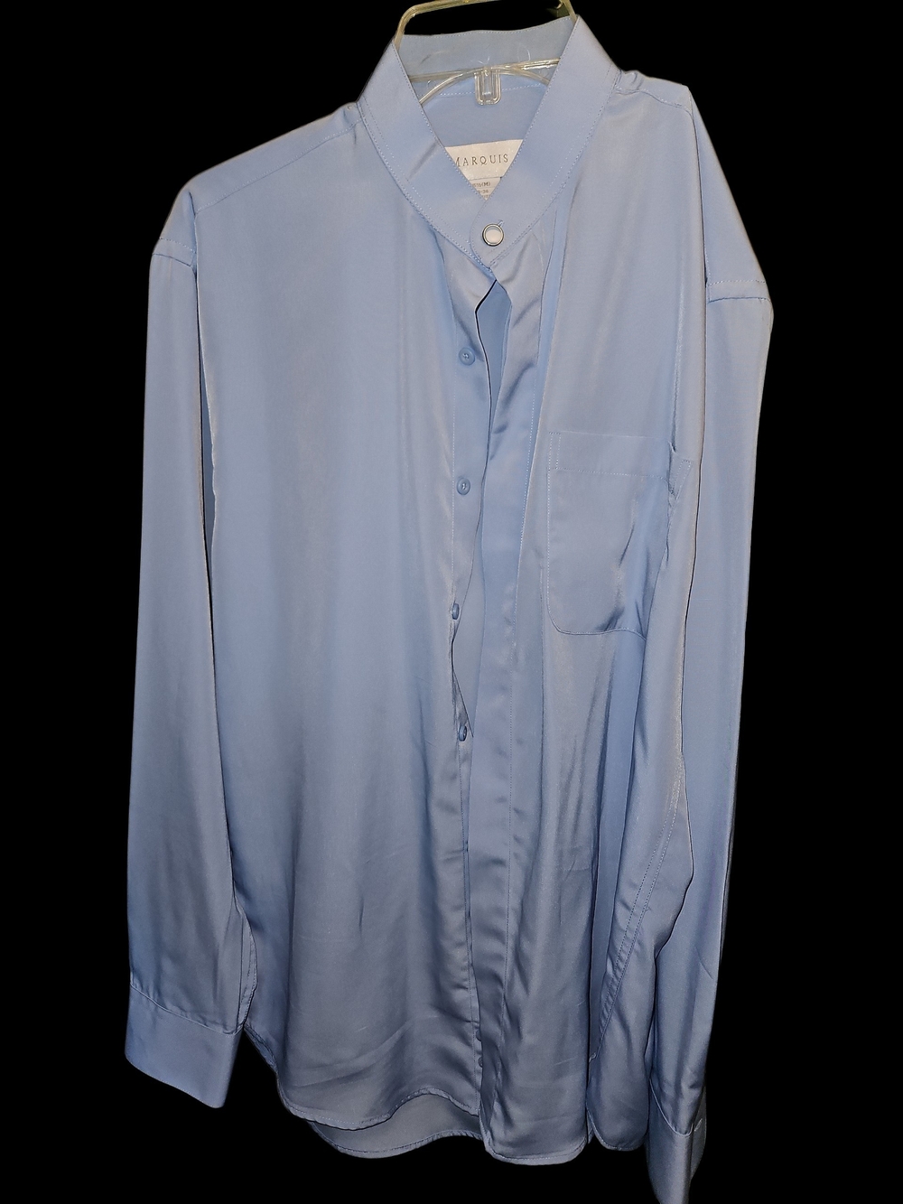 Marquise Men’s Light Blue Mandarin-Collar Dress Shirt